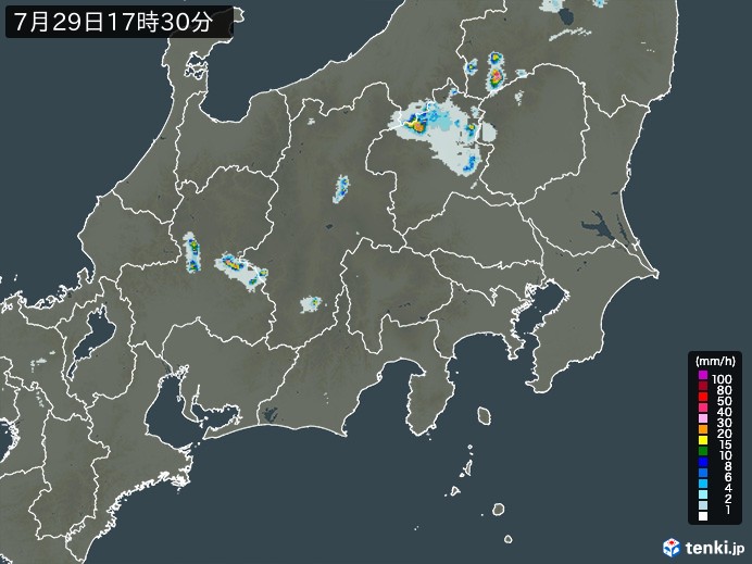 関東・甲信地方の雨雲レーダー(過去)