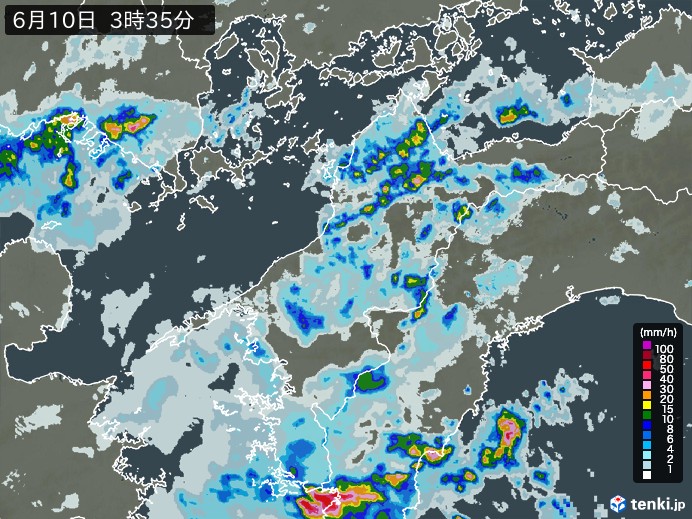 山口県の雨雲レーダー(実況) - 日本気象協会 tenki.jp