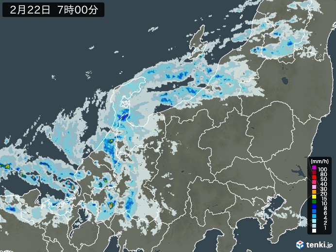 北陸地方の雨雲レーダー(予報)