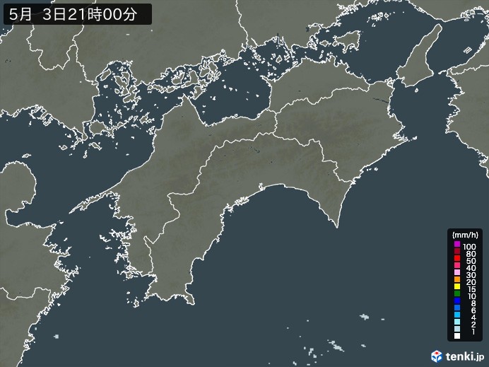 四国地方の雨雲レーダー(予報)
