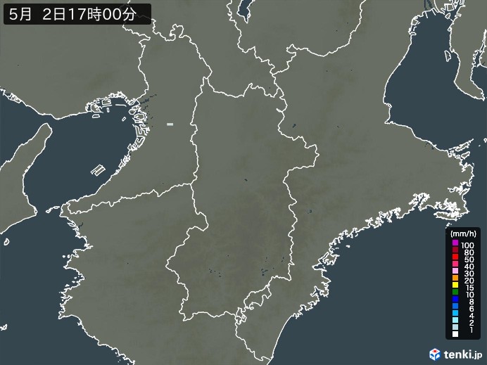 奈良県の雨雲レーダー(予報)