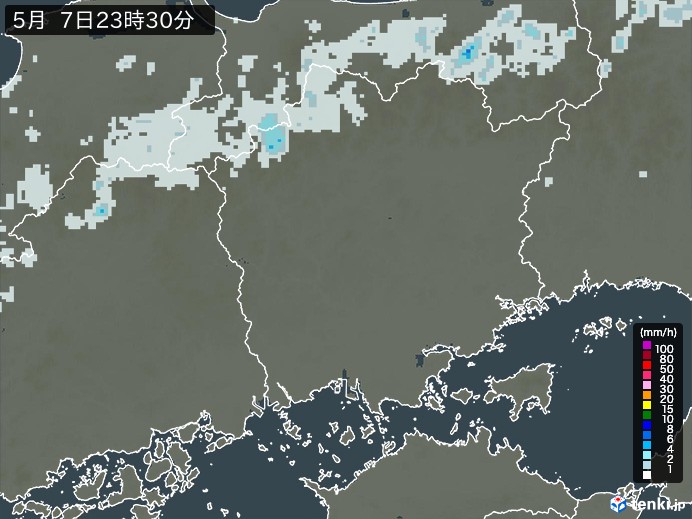岡山県の雨雲レーダー(予報)