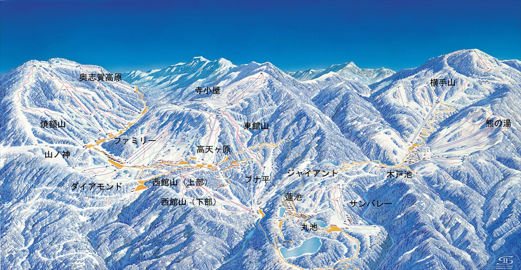 志賀高原中央エリア 一の瀬ダイヤモンド スキー場コース画像