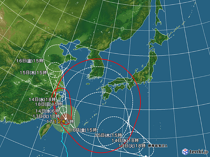 台風情報・日本広域(2022年09月13日18時現在)