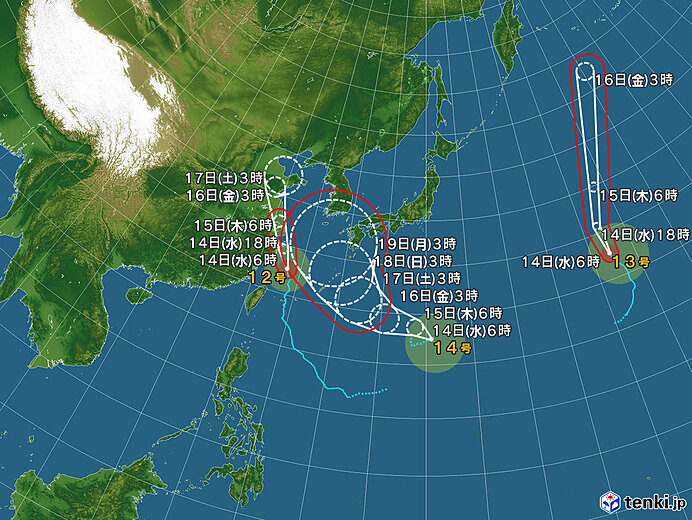 台風情報・日本広域(2022年09月14日06時現在)