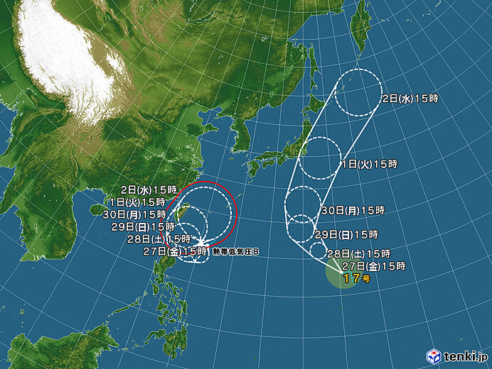 台風情報・日本広域(2024年09月27日15時現在)