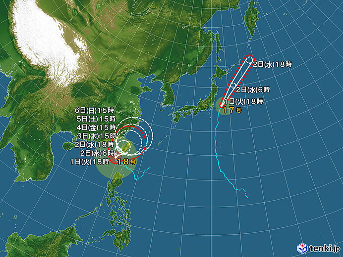 태풍 정보·일본 광역(2024연10월01일18시 현재)